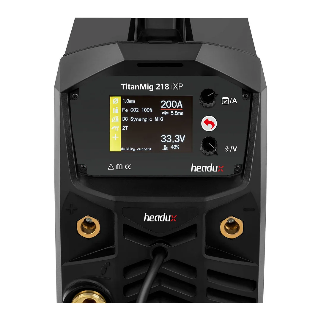 Headux TitanMig 218 iXP | 6-in-1 MIG MAG WIG E-Hand Schweißgerät | Doppelpuls | 200A | Synergic LCD