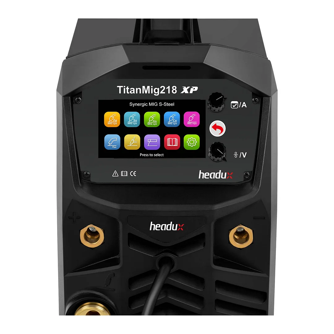 Headux TitanMig 218 iXP | 6-in-1 MIG MAG WIG E-Hand Schweißgerät | Doppelpuls | 200A | Synergic LCD