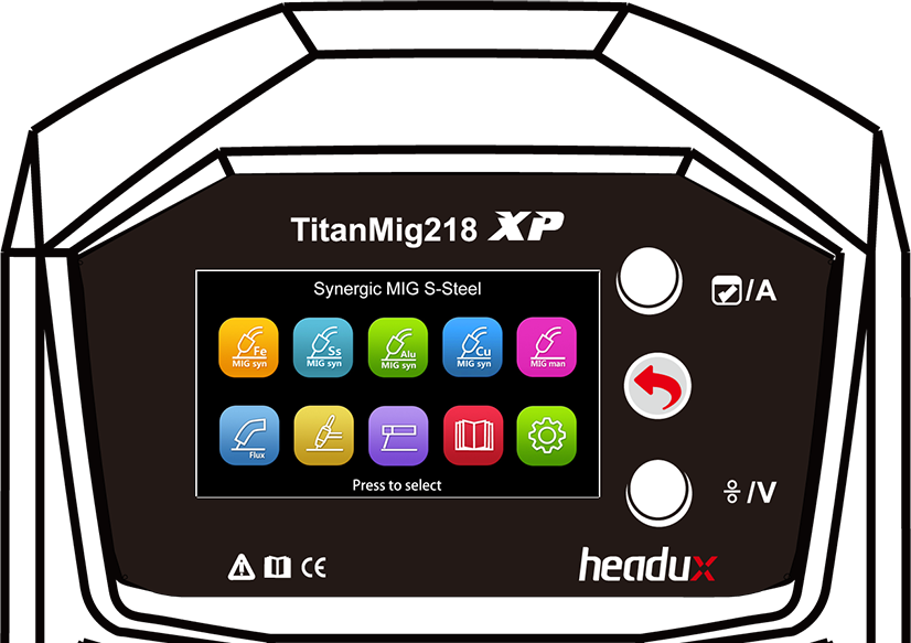 Headux TitanMig 218 XP | 6-in-1 Doppel-Puls-MIG-Aluminiumschweißgerät | 200A | LCD 