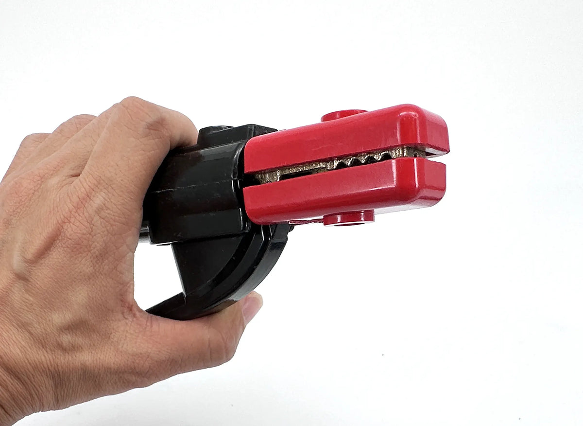 Electrode holder clamp shown in use
